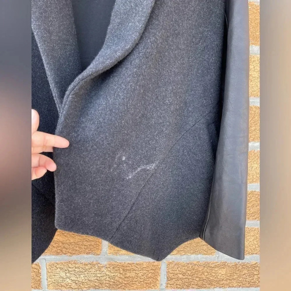 Theory “Laura” Leather Sleeve cardigan coat medium - Picture 3 of 9